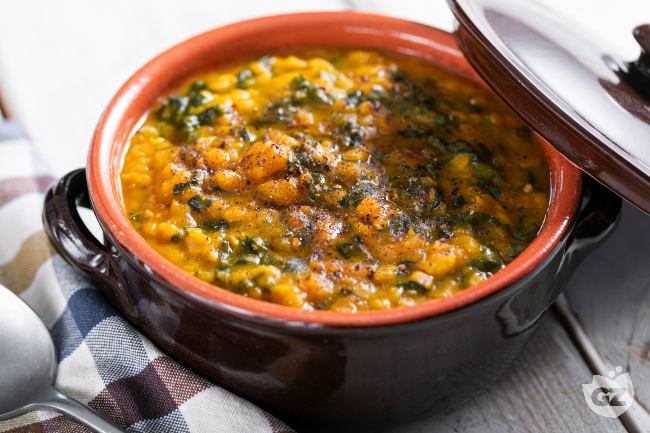 Zuppa di zucca e lenticchie